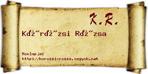 Körözsi Rózsa névjegykártya